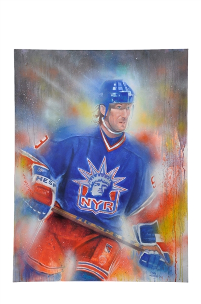 Wayne Gretzky New York Rangers Original Painting on Canvas by Gary McLaughlin (30" x 40")