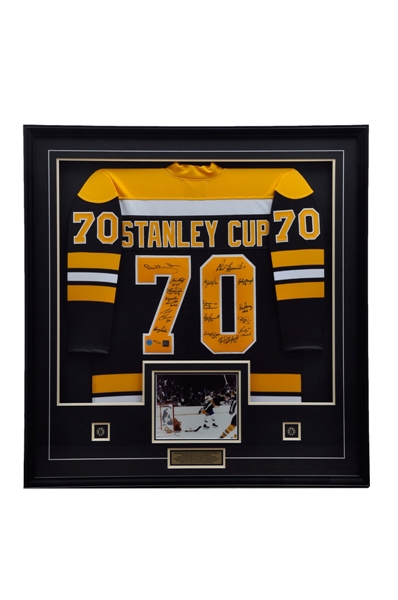 Boston Bruins 1969-70 Stanley Cup Champions Team-Signed Limited-Edition Jersey #41/70 Framed Display with COAs (41" x 43")