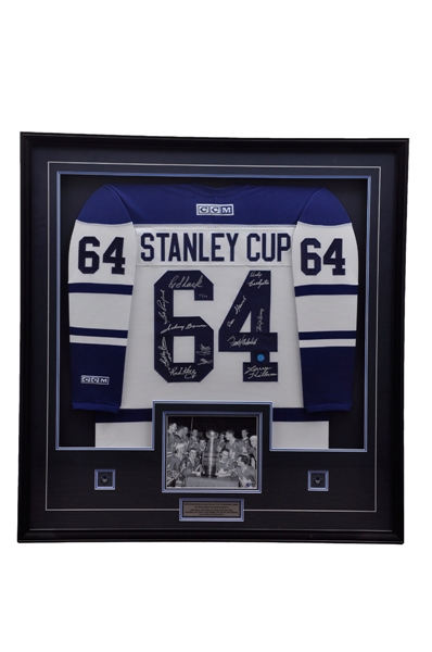 Toronto Maple Leafs 1963-64 Stanley Cup Champions Team-Signed Limited-Edition Jersey #17/64 Framed Display with COA (41" x 43")
