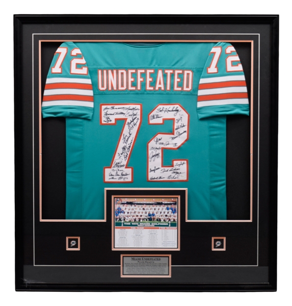 Miami Dolphins 1972 Super Bowl Champions "Undefeated" Team-Signed Jersey Framed Display - JSA Authenticated
