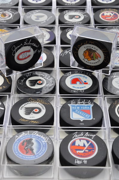 Hockey HOFers, Stars and Other Signed Hockey Puck Collection of 42