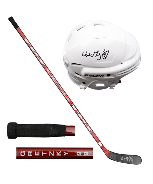 Wayne Gretzky Signed Edmonton Oilers 2003 Heritage Classic Game Stick and Signed Helmet from WGA