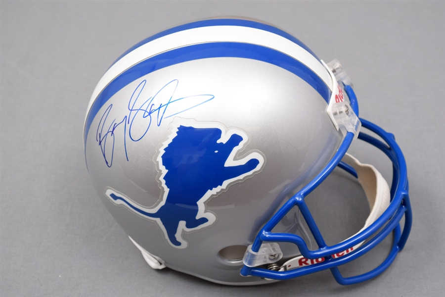 HOFer Barry Sanders Signed Detroit Lions Full-Size Riddell Helmet with JSA COA