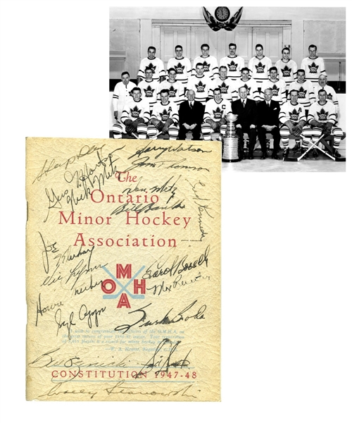 Toronto Maple Leafs 1947-48 Stanley Cup Champions Team-Signed OMHA Guide by 18 with 6 Deceased HOFers Plus Barilko with LOA