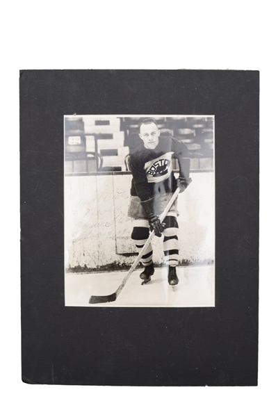 Deceased HOFer Eddie Shore Signed Boston Bruins Matted Photo