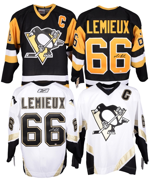 Mario Lemieux Signed Pittsburgh Penguins Home and Away Captains Jerseys with COAs