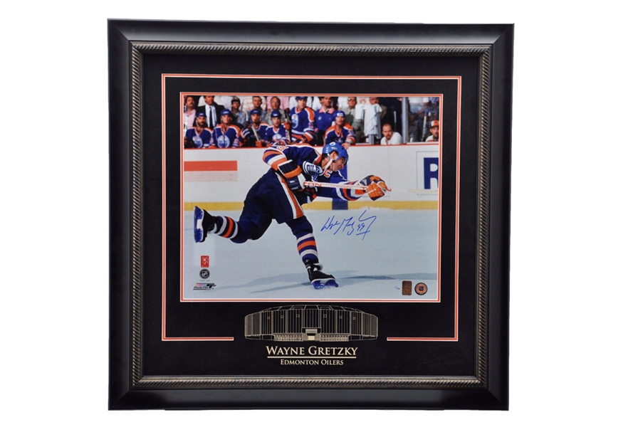 Wayne Gretzky Signed Edmonton Oilers "Slapshot" Limited-Edition Framed Photo #1/99 with WGA COA (30" x 31")