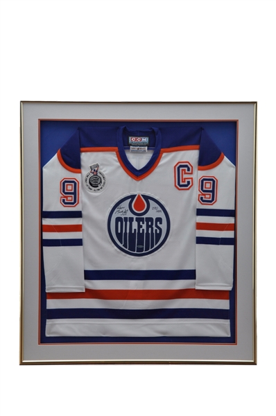 Wayne Gretzky Signed Edmonton Oilers Limited-Edition Framed Jersey with "The Great One" Commemorative Patch #212/499 with UDA COA (36" x 40")