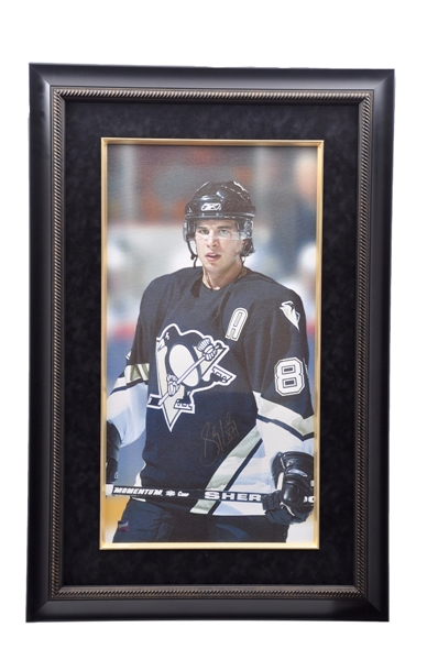 Sidney Crosby Signed Pittsburgh Penguins Framed Print on Canvas with COA (26 3/4" x 40 3/4") 