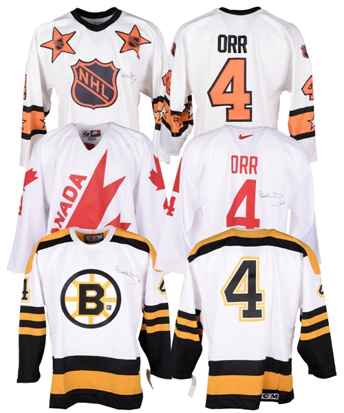 Bobby Orr Signed Boston Bruins, 1976 Canada Cup and All-Star Jerseys from GNR