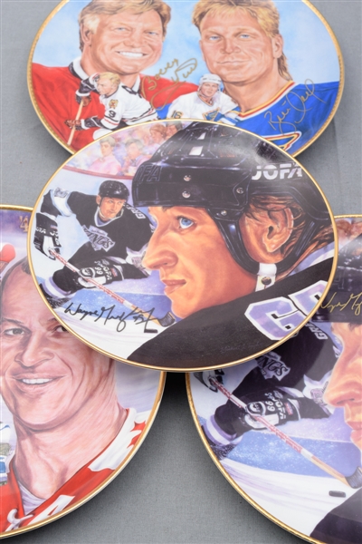 Brett/Bobby Hull, Gretzky/Howe and Howe Signed Limited-Edition Gartlan Plates