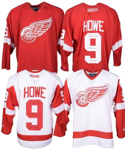 Gordie Howe Signed Detroit Red Wings Home and Away Jerseys