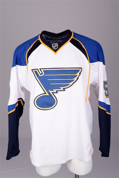 David Perrons 2007-08 St. Louis Blues Signed "1st Road Game of Season" Game-Worn Rookie Season Jersey with Team LOA
