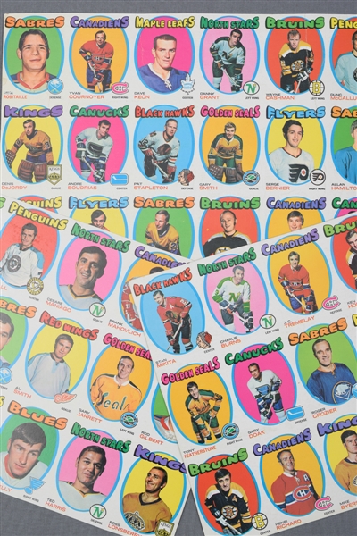 1971-72 Topps Hockey Uncut Partial Sheet Collection of 3