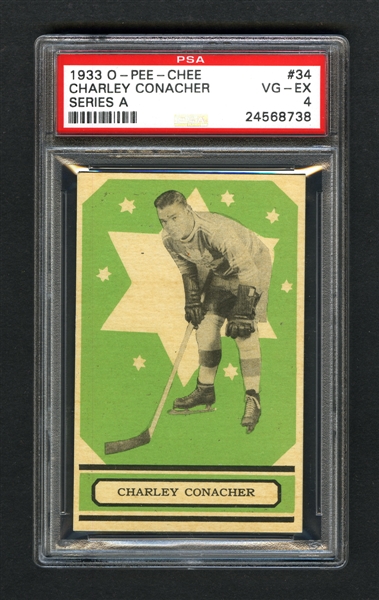 1933-34 O-Pee-Chee V304 Series "A" Hockey Card #34 HOFer Charlie Conacher RC - Graded PSA 4