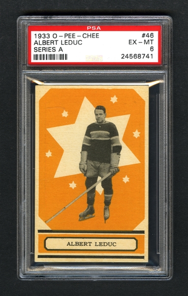 1933-34 O-Pee-Chee V304 Series "A" Hockey Card #46 Albert Leduc RC - Graded PSA 6