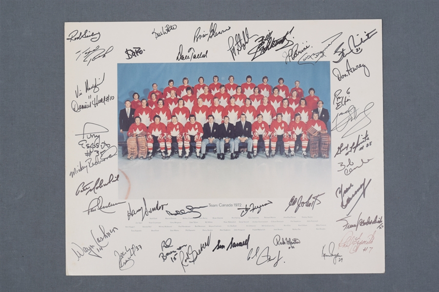 1972 Canada-Russia Series Team Canada Team-Signed Photo by 37 with Orr and Dryden (20” x 16”)