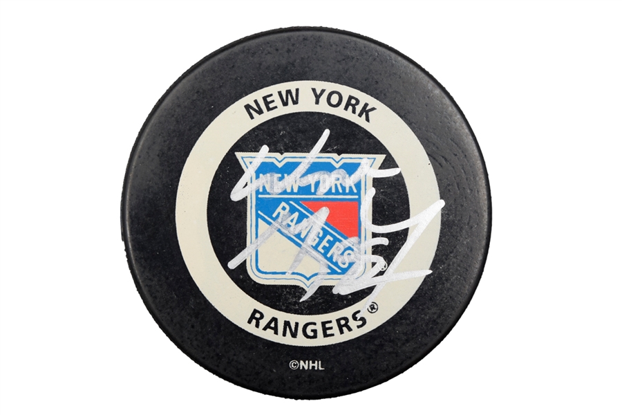 Wayne Gretzky Signed NY Rangers Puck with UDA COA Plus 1994 NY Rangers Multi-Signed First Day Cover with JSA LOA