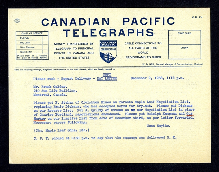 Toronto Maple Leafs 1938-1950 Document Collection of 3 - Two Signed by Deceased HOFer Hap Day