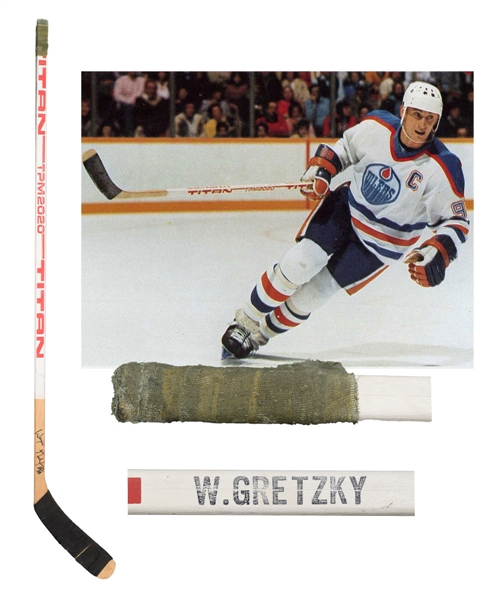 Wayne Gretzkys 1985-86 Edmonton Oilers Signed Titan Game-Used Stick