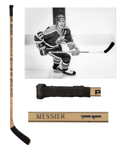 Mark Messiers Mid-to-Late-1980s Edmonton Oilers Signed Sher-Wood Game-Used Stick