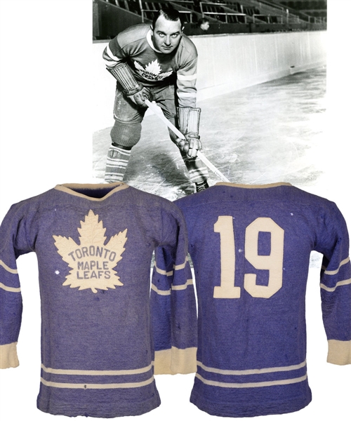 Toronto Maple Leafs Circa 1936 Game-Worn Wool Jersey Obtained from Family of Jack Shill