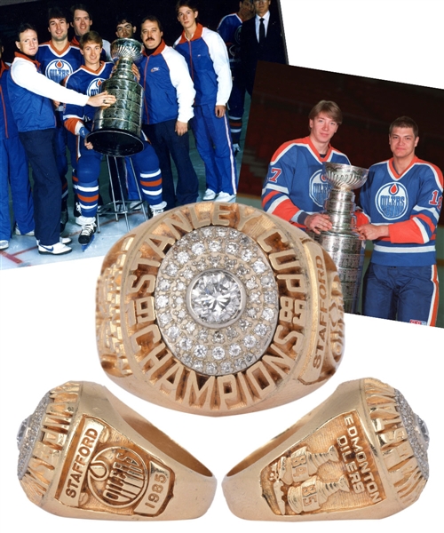 Barrie Staffords 1984-85 Edmonton Oilers Stanley Cup Championship 14K Gold and Diamond Ring