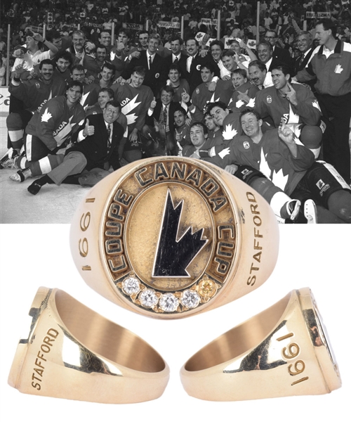 Barrie Staffords 1991 Canada Cup Team Canada 10K Gold and Diamond Ring