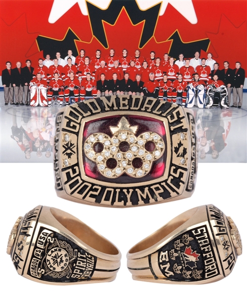 Barrie Staffords 2002 Salt Lake City Winter Olympics Team Canada 10K Gold and Diamond Ring