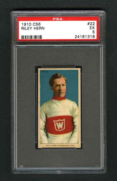 1910-11 Imperial Tobacco C56 Hockey Card #22 HOFer William "Riley" Hern RC - Graded PSA 5