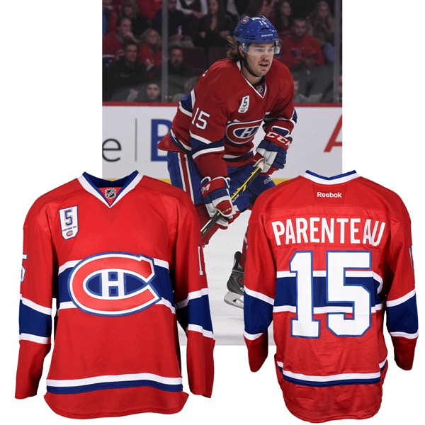 Pierre-Alexandre Parenteaus 2014-15 Montreal Canadiens "Guy Lapointe Night" Game-Worn Jersey with Team LOA