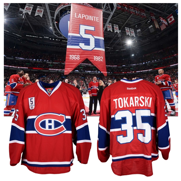 Dustin Tokarskis 2014-15 Montreal Canadiens "Guy Lapointe Night" Game-Worn Jersey with Team LOA