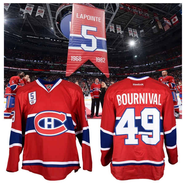 Michael Bournivals 2014-15 Montreal Canadiens "Guy Lapointe Night" Game-Issued Jersey with Team LOA