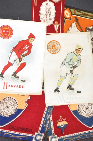 1909-1915 American Tobacco, B16 College Seals and Murad Hockey Silk / Premium Felt Collection of 6