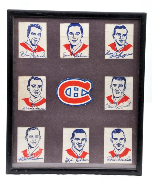 1962-63 York Peanut Butter Iron-On Transfers Montreal Canadiens Framed Display