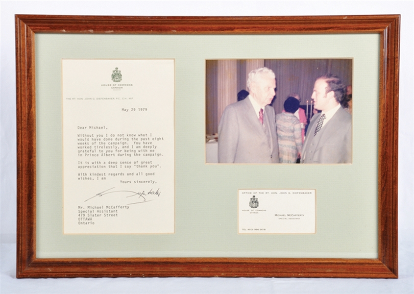 John Diefenbaker, Canadian Prime Minister, Framed Signed Letter