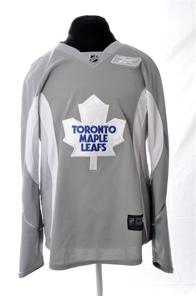 Dion Phaneufs 2009-10 Toronto Maple Leafs Practice-Worn Jersey with LOA