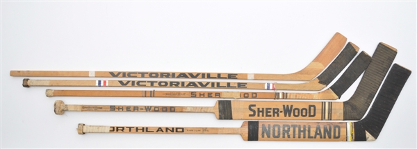 Boston Bruins and Boston Braves Early-1970s Game-Used / Game-Issued Stick Collection of 5