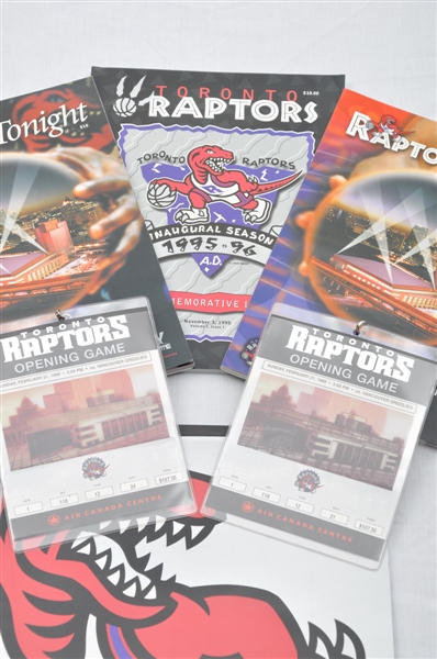 Toronto Raptors Collection of Tickets, Programs and Press Passes Including Inaugural Season