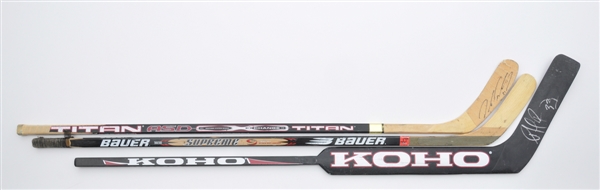 Colorado Avalanche Signed Game-Used / Game-Issued Stick Collection of 3 with Roy and Forsberg