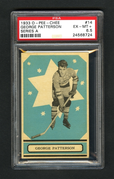 1933-34 O-Pee-Chee V304 Series "A" Hockey Card #14 George Patterson RC - Graded PSA 6.5