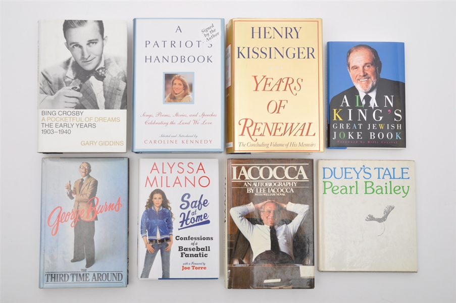 Signed Book Collection of 8 with Kissinger, Iacocca, Berle and Burns with JSA LOA