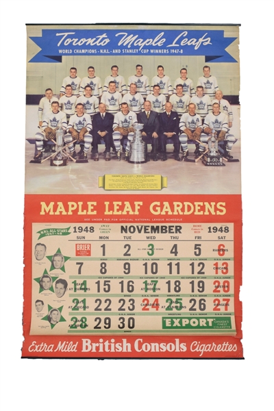 Toronto Maple Leafs 1952-72 Maple Leaf Gardens Calendar Collection of 14