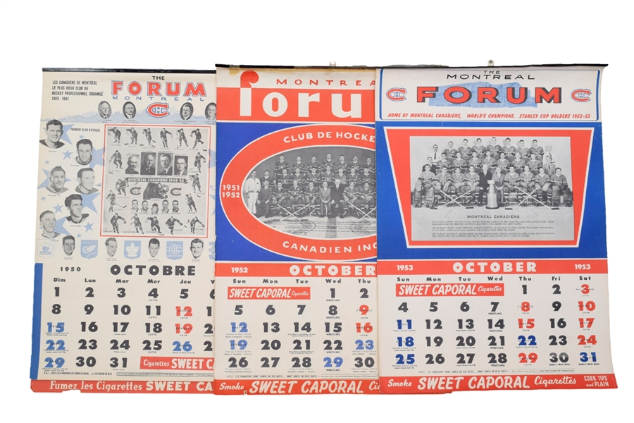 Montreal Canadiens 1952-71 Montreal Forum Calendar Collection of 10