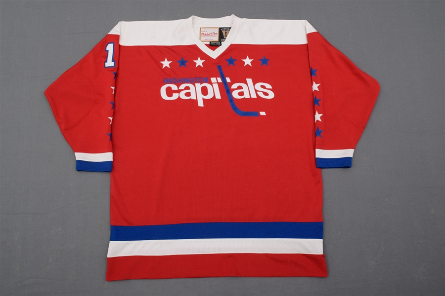 Gary Smith 1977-78 Washington Capitals Replica Mitchell & Ness Jersey, Bernie Wolfe Mask Plus Additional Mask