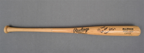 Moises Alous 1990s Signed Montreal Expos Game-Used Rawlings Bat