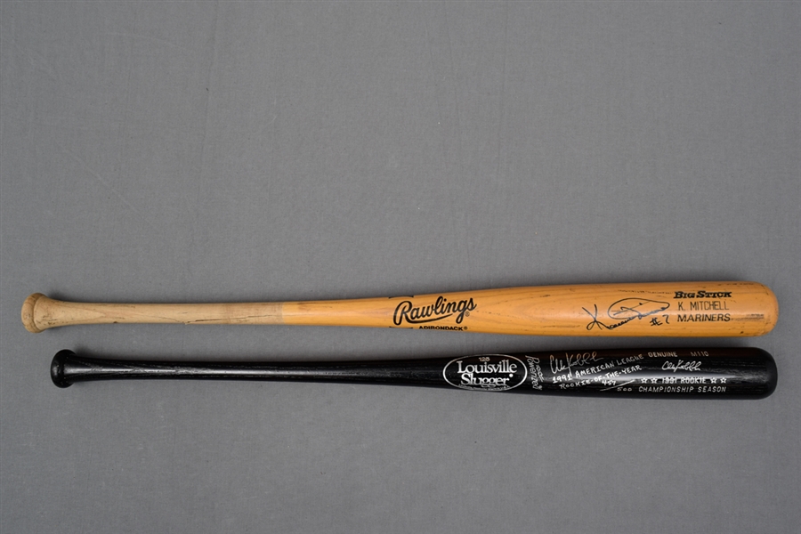 Kevin Mitchell Signed 1992 Seattle Mariners Game-Used Bat and Chuck Knoblauch Signed LE 1991 Minnesota Twins ROY Pro Model Bat with JSA COAs