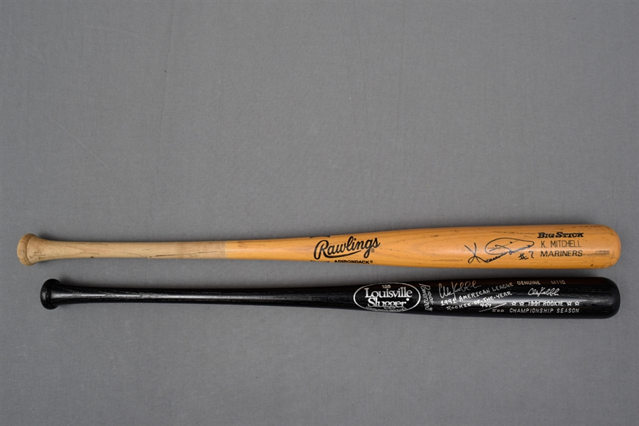 Kevin Mitchell Signed 1992 Seattle Mariners Game-Used Bat and Chuck Knoblauch Signed LE 1991 Minnesota Twins ROY Pro Model Bat with JSA COAs