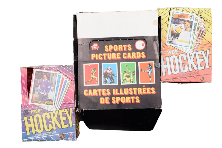 1982-83 O-Pee-Chee Unopened Rack Packs (9) Plus 1987-88 and 1988-89 O-Pee-Chee Unopened Packs (31) with LOA