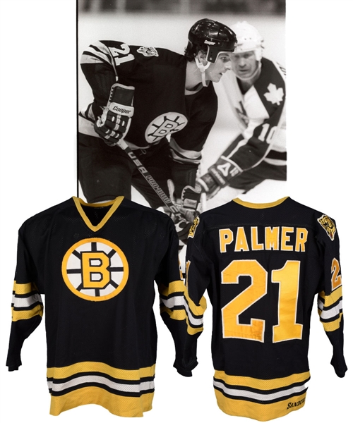 Brad Palmers 1982-83 Boston Bruins Game-Worn Jersey - Team Repairs!